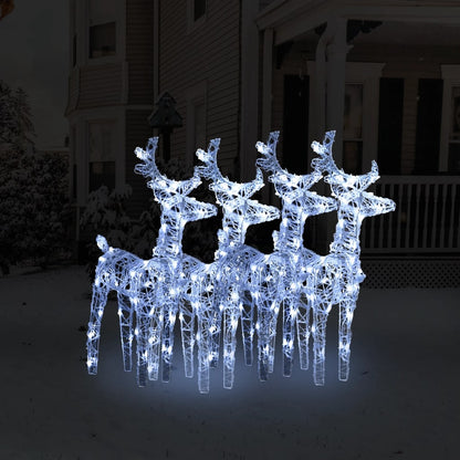 Christmas Reindeers 4 pcs Cold White 160 LEDs Acrylic - OLBRIT