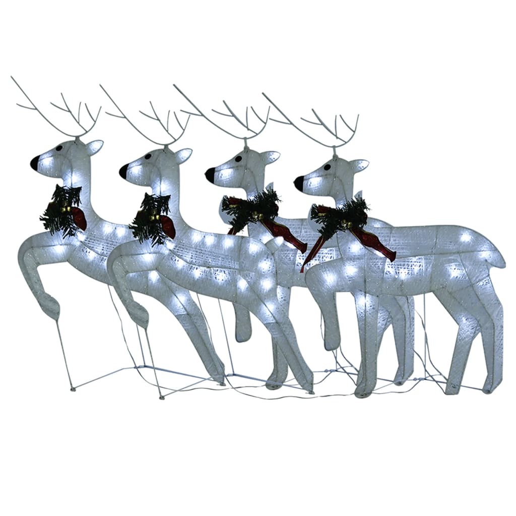 Christmas Reindeers 4 pcs White 80 LEDs - OLBRIT