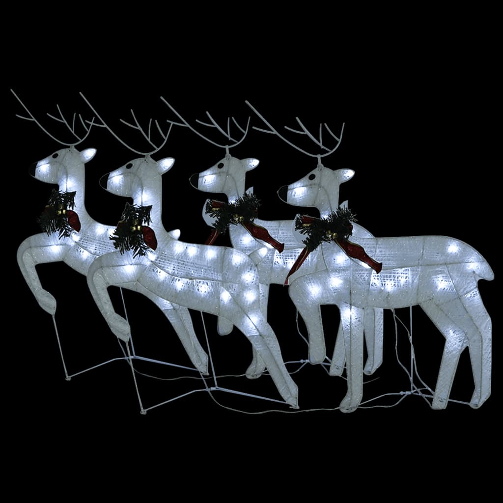 Christmas Reindeers 4 pcs White 80 LEDs - OLBRIT