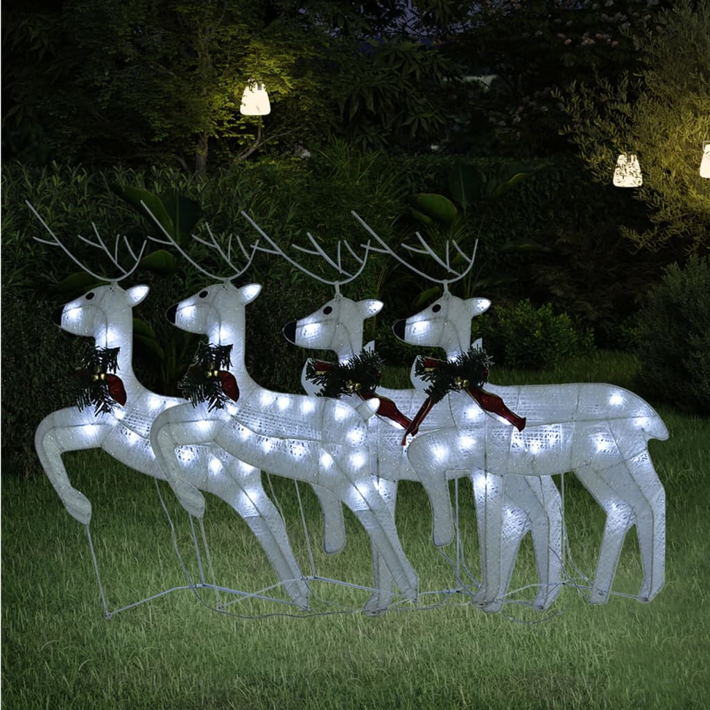 Christmas Reindeers 4 pcs White 80 LEDs - OLBRIT