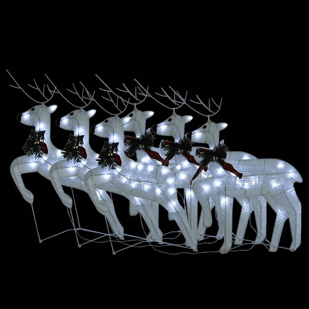 Christmas Reindeers 6 pcs White 120 LEDs - OLBRIT