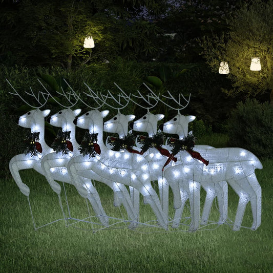 Christmas Reindeers 6 pcs White 120 LEDs - OLBRIT
