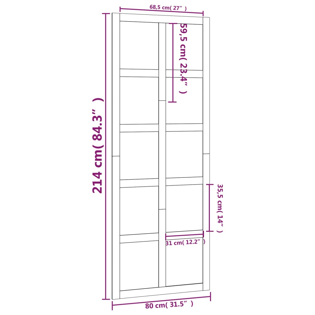 Barn Door 80x1.8x214 cm Solid Wood Pine - OLBRIT