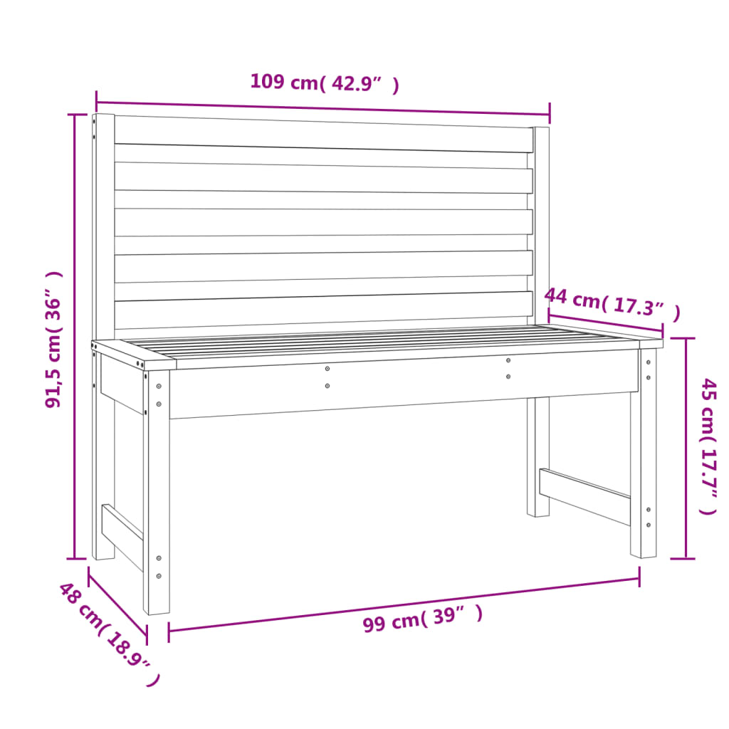 Garden Bench 109 cm Solid Wood Douglas - OLBRIT