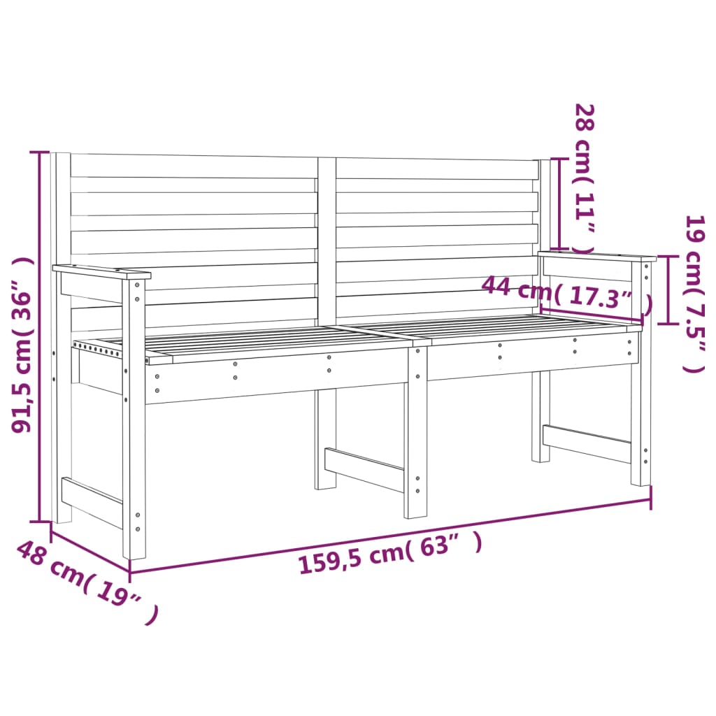 Garden Bench 159.5x48x91.5 cm Solid Wood Douglas - OLBRIT