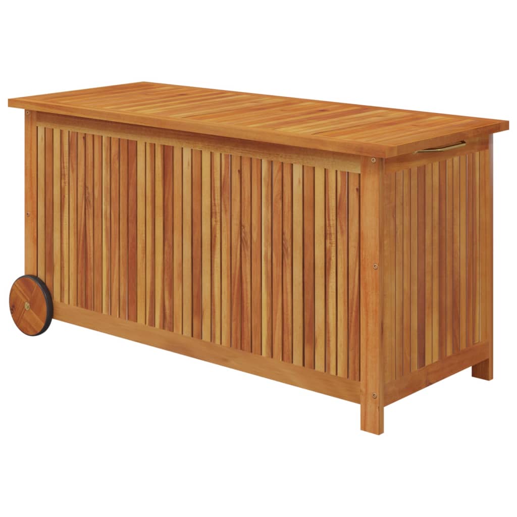 Garden Storage Box with Wheels 113x50x58 cm Solid Wood Acacia - OLBRIT