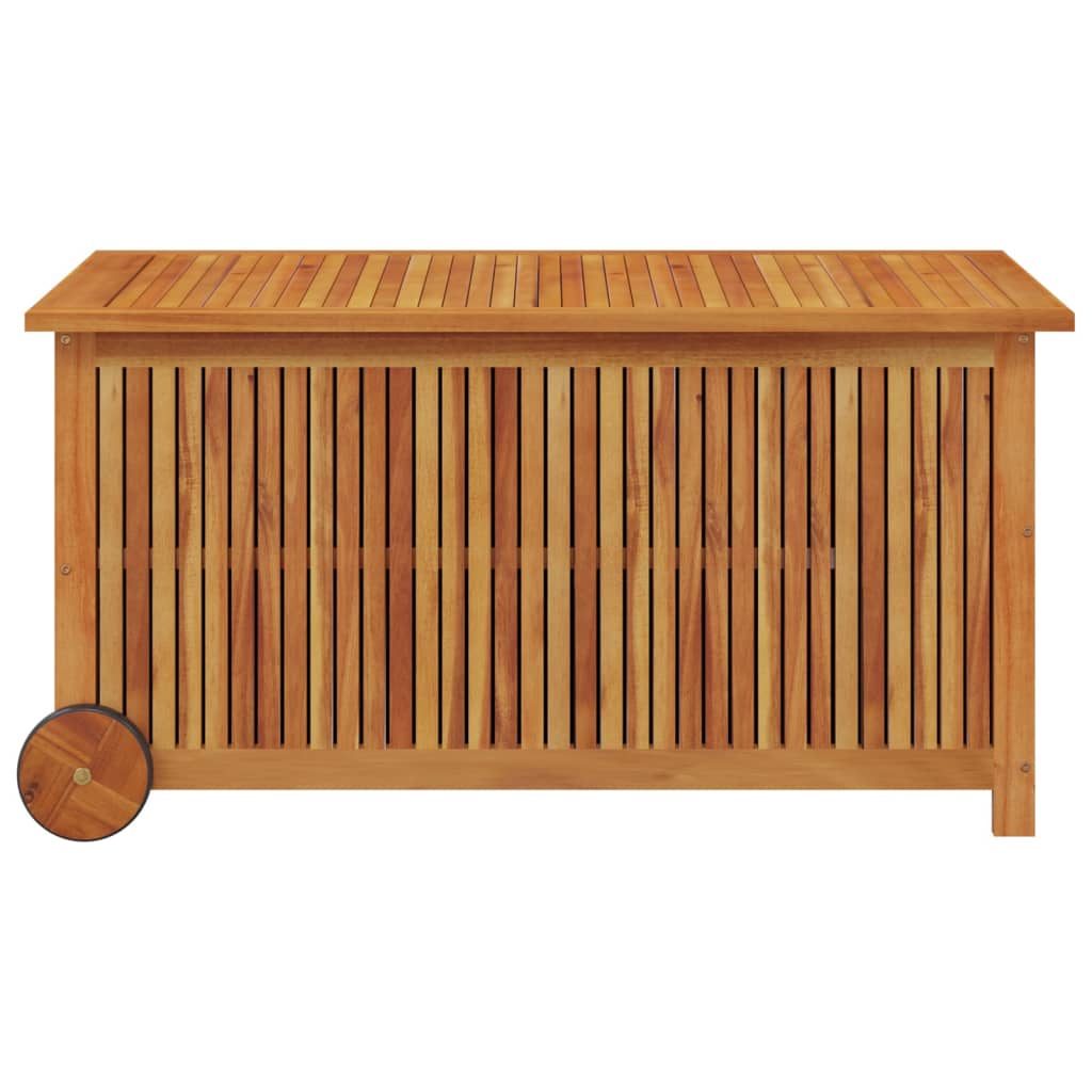 Garden Storage Box with Wheels 113x50x58 cm Solid Wood Acacia - OLBRIT