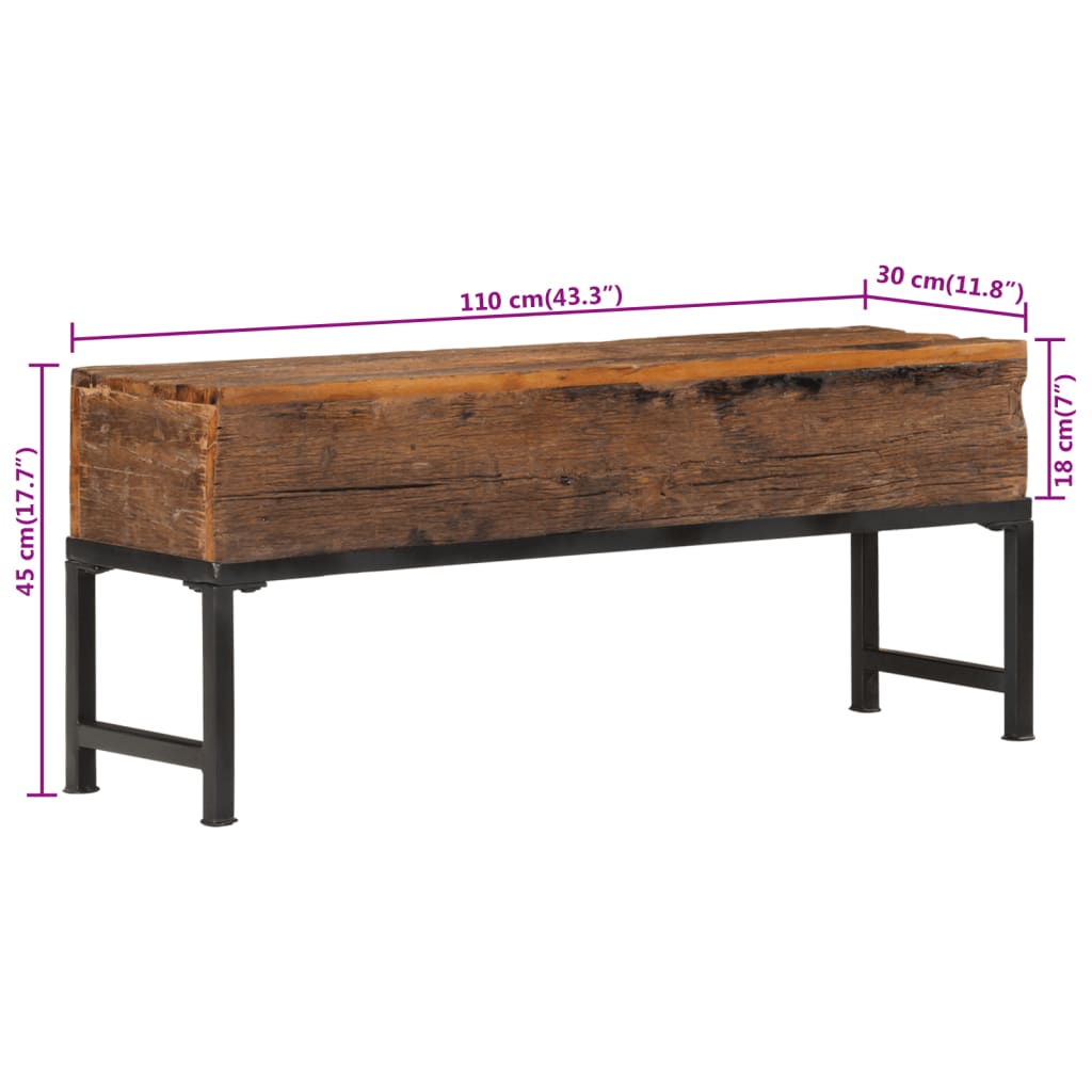 Bench 110 cm Solid Wood Reclaimed - OLBRIT