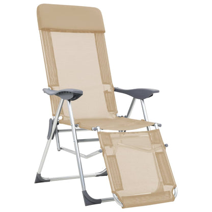 Folding Camping Chairs with Footrests 2 pcs Cream Textilene - OLBRIT