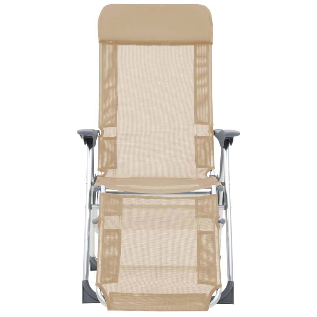 Folding Camping Chairs with Footrests 2 pcs Cream Textilene - OLBRIT