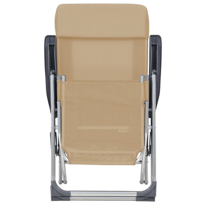 Folding Camping Chairs with Footrests 2 pcs Cream Textilene - OLBRIT