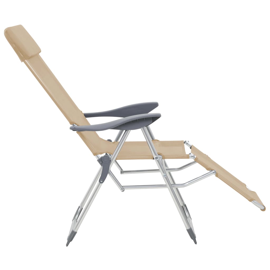 Folding Camping Chairs with Footrests 2 pcs Cream Textilene - OLBRIT
