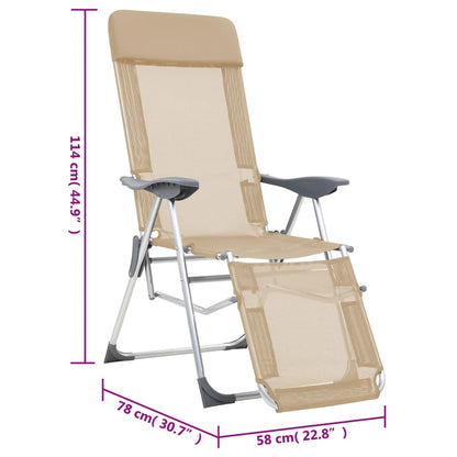 Folding Camping Chairs with Footrests 2 pcs Cream Textilene - OLBRIT