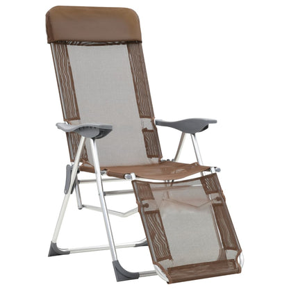 Folding Camping Chairs with Footrests 2 pcs Brown Textilene - OLBRIT