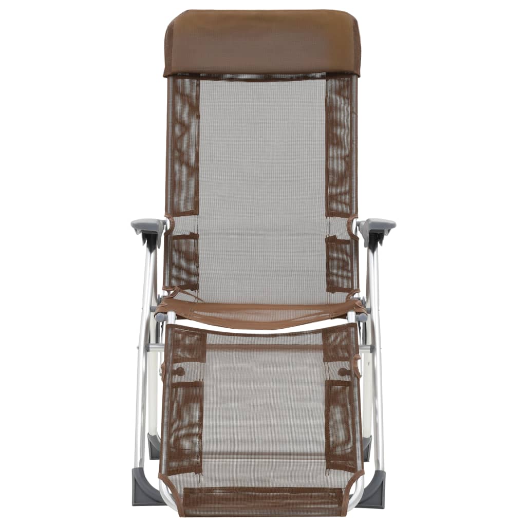 Folding Camping Chairs with Footrests 2 pcs Brown Textilene - OLBRIT