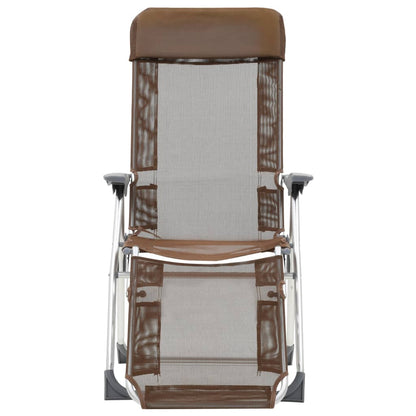 Folding Camping Chairs with Footrests 2 pcs Brown Textilene - OLBRIT