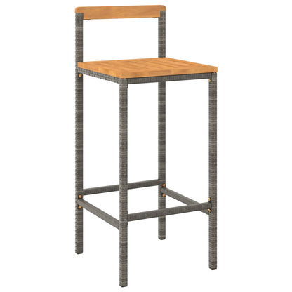 Bar Stools 2 pcs Grey Poly Rattan and Solid Wood Acacia - OLBRIT