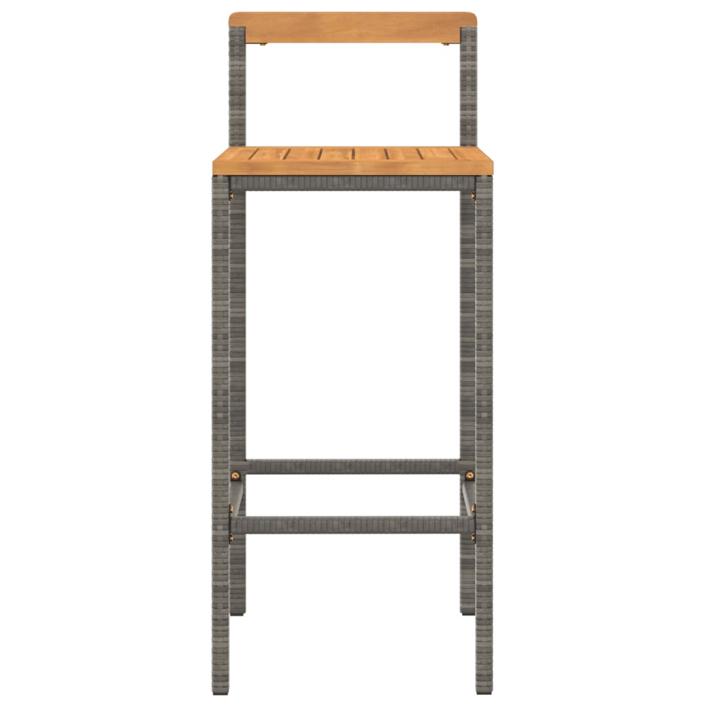 Bar Stools 2 pcs Grey Poly Rattan and Solid Wood Acacia - OLBRIT