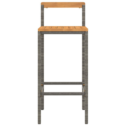 Bar Stools 2 pcs Grey Poly Rattan and Solid Wood Acacia - OLBRIT