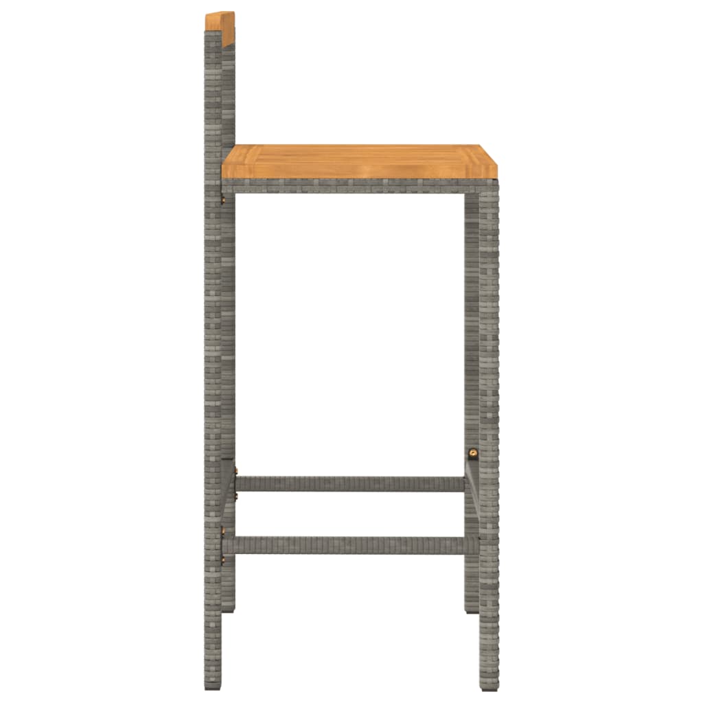 Bar Stools 2 pcs Grey Poly Rattan and Solid Wood Acacia - OLBRIT