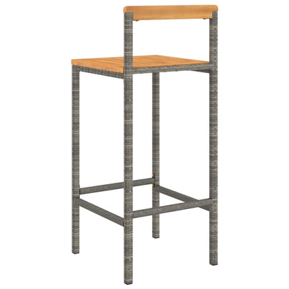 Bar Stools 2 pcs Grey Poly Rattan and Solid Wood Acacia - OLBRIT