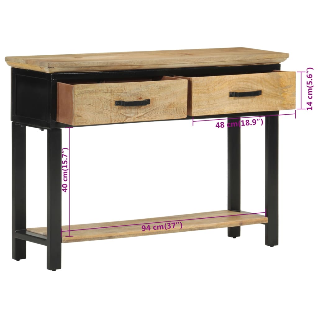 Console Table 110x30x75 cm Solid Rough Wood Mango - OLBRIT