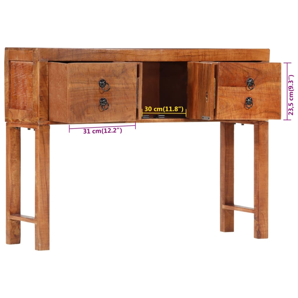 Console Table 120x32x80 cm Solid Rough Wood Acacia - OLBRIT