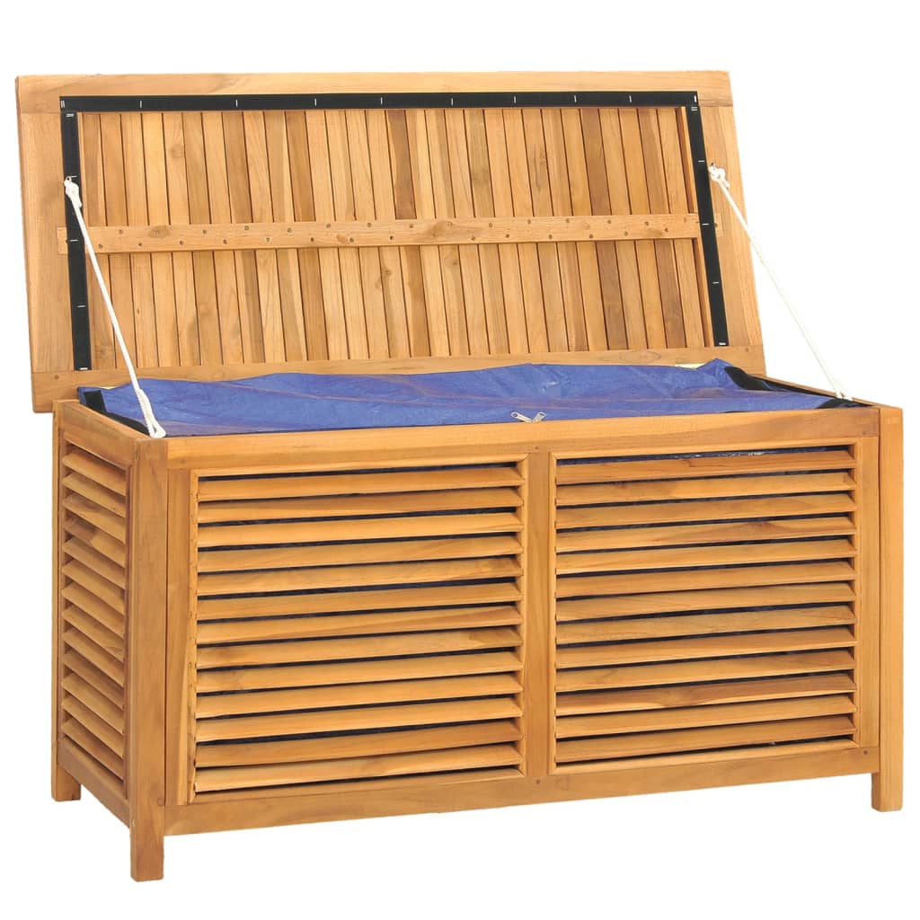 Garden Storage Box with Bag 114x50x58 cm Solid Wood Teak - OLBRIT