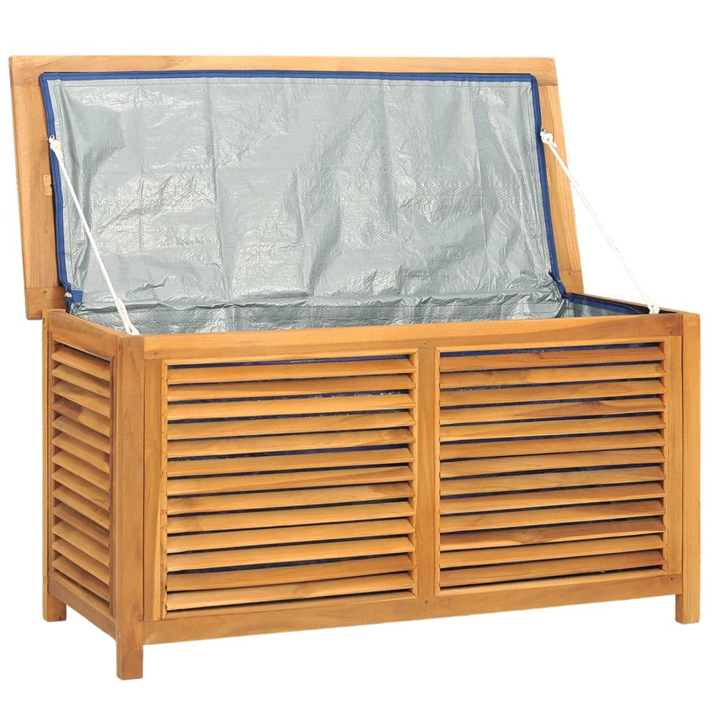 Garden Storage Box with Bag 114x50x58 cm Solid Wood Teak - OLBRIT