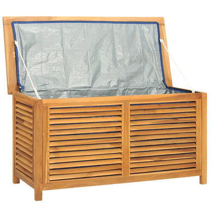 Garden Storage Box with Bag 114x50x58 cm Solid Wood Teak - OLBRIT