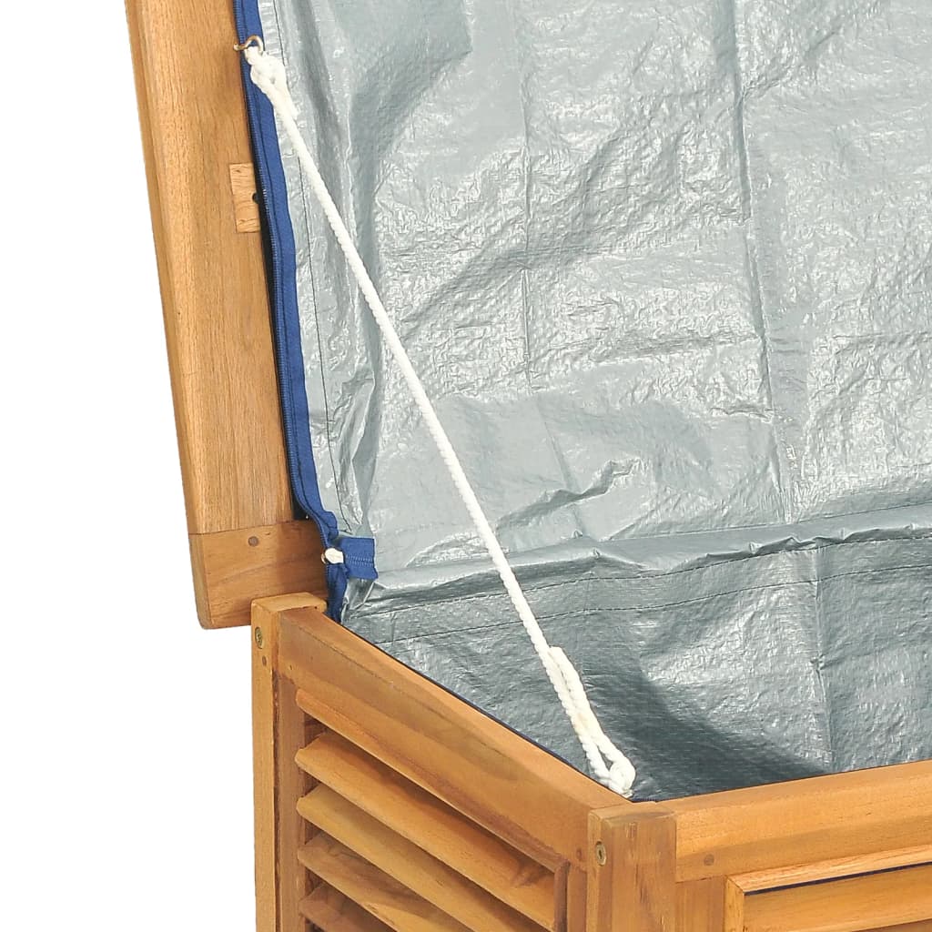 Garden Storage Box with Bag 114x50x58 cm Solid Wood Teak - OLBRIT