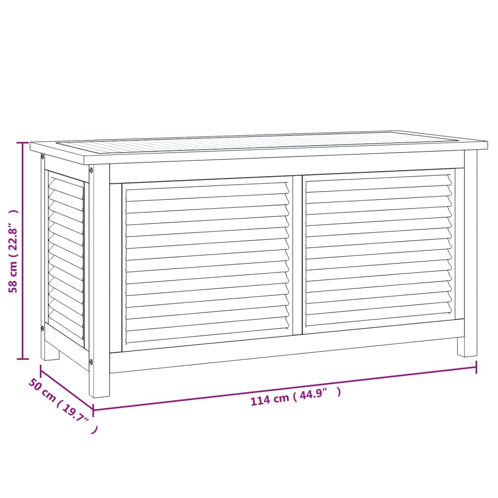 Garden Storage Box with Bag 114x50x58 cm Solid Wood Teak - OLBRIT