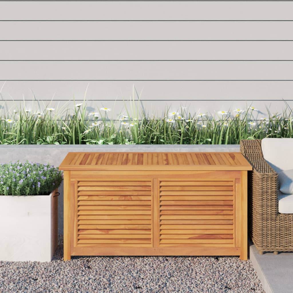 Garden Storage Box with Bag 114x50x58 cm Solid Wood Teak - OLBRIT