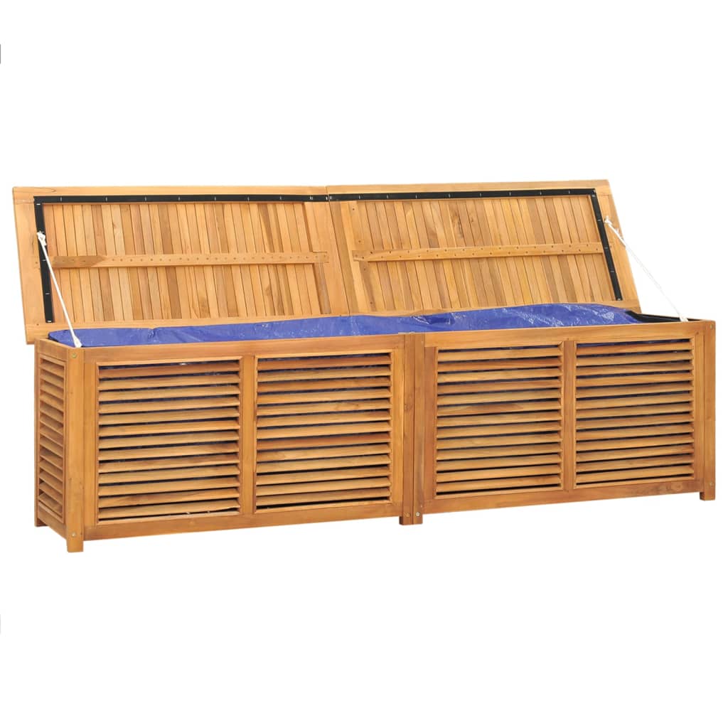 Garden Storage Box with Bag 200x50x53 cm Solid Wood Teak - OLBRIT