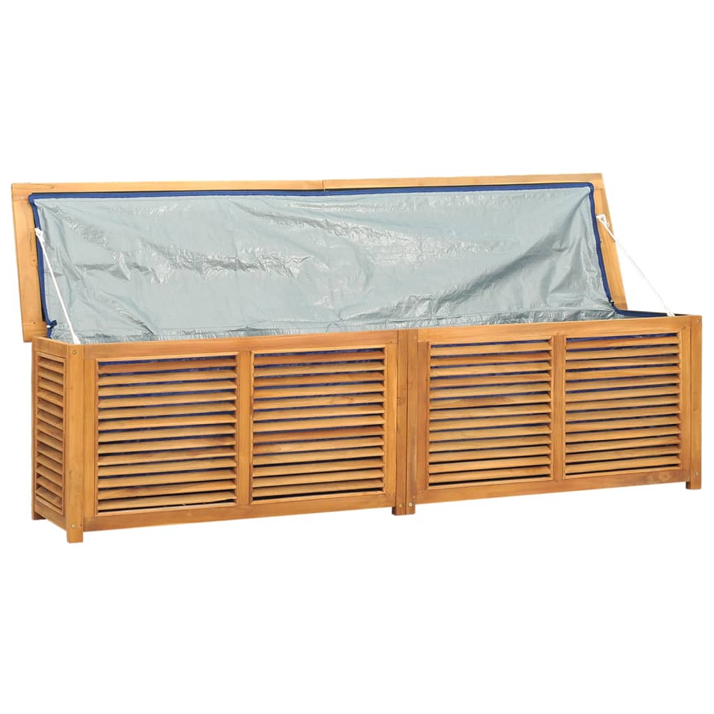 Garden Storage Box with Bag 200x50x53 cm Solid Wood Teak - OLBRIT