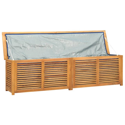 Garden Storage Box with Bag 200x50x53 cm Solid Wood Teak - OLBRIT