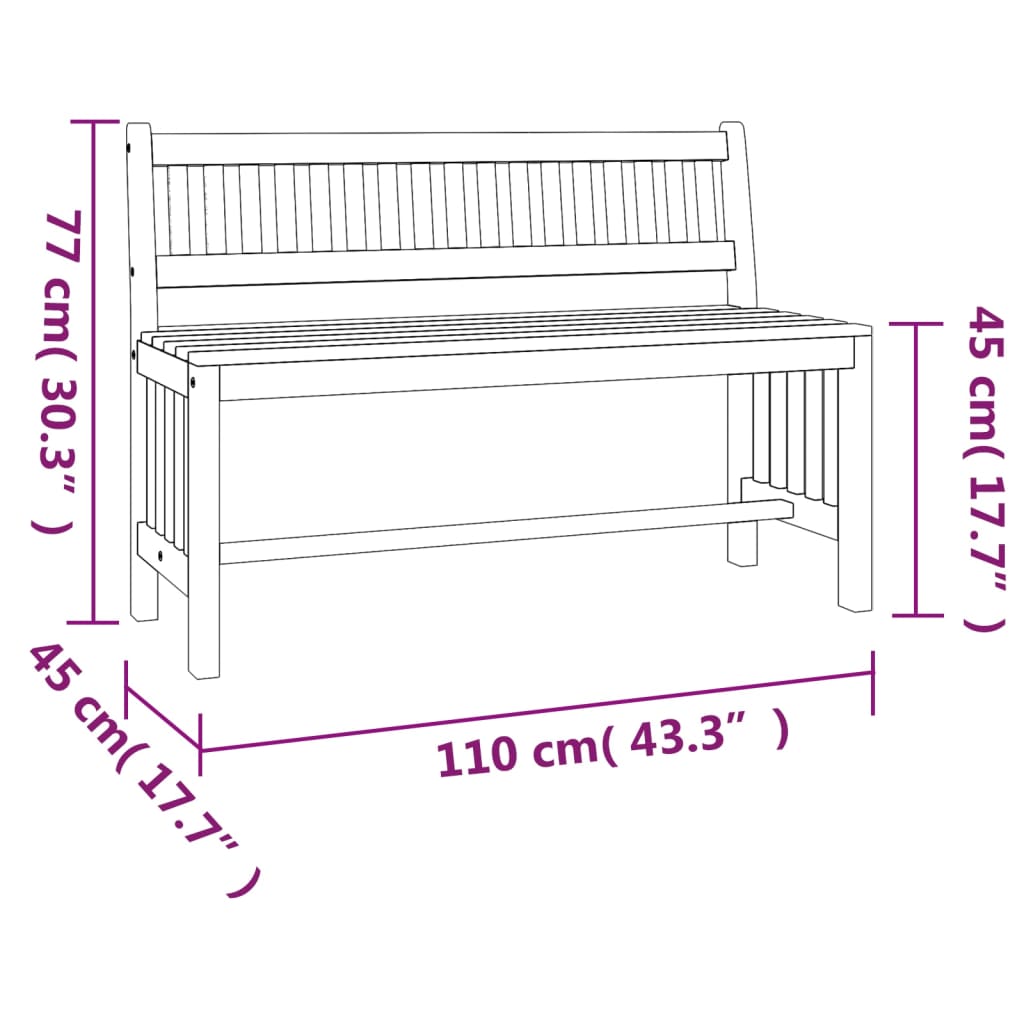 Garden Bench 110 cm Solid Wood Eucalyptus - OLBRIT