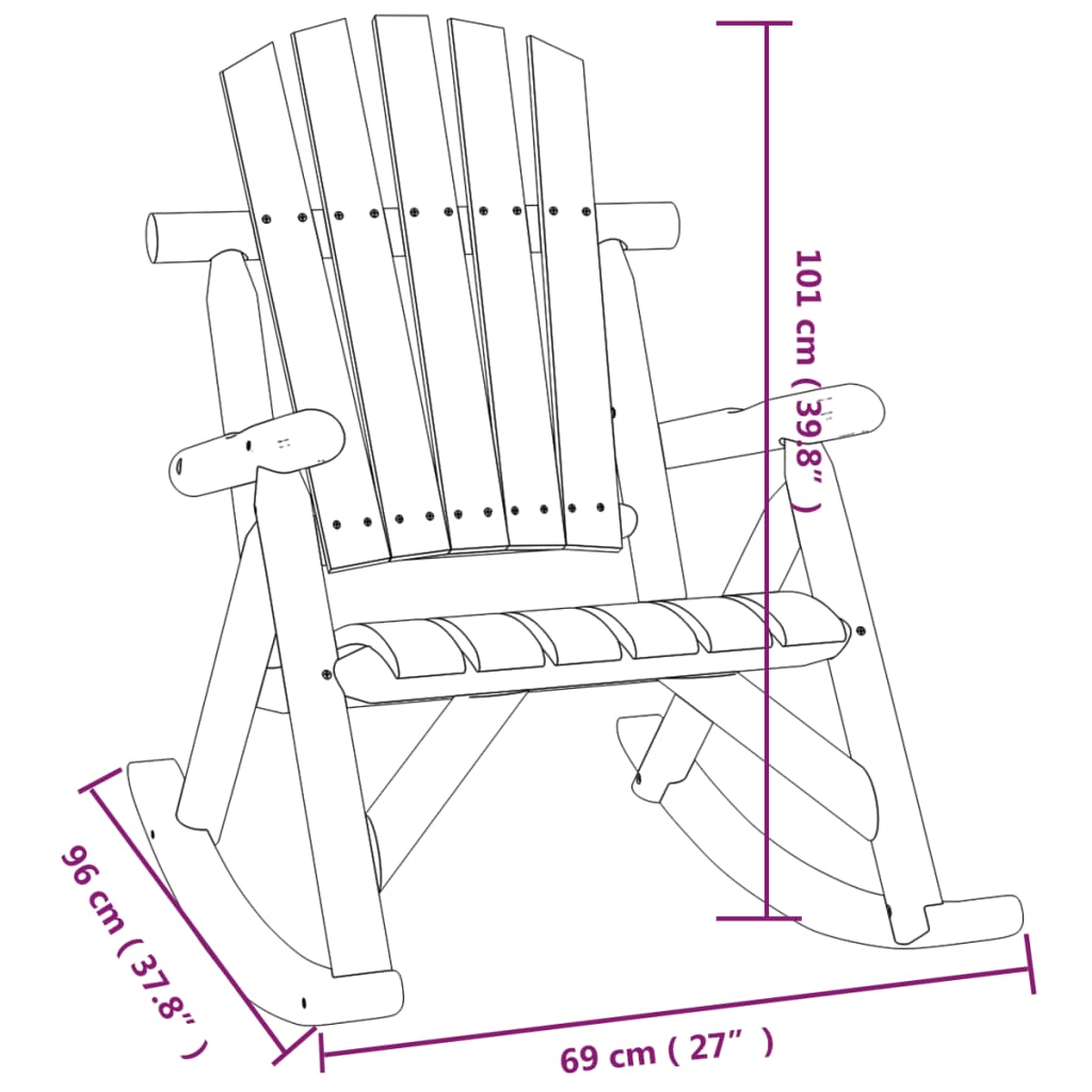 Garden Rocking Chair 69x96x101 cm Solid Wood Spruce - OLBRIT