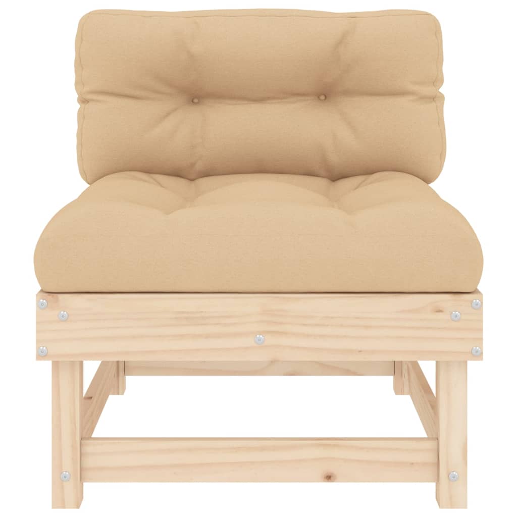 Middle Sofa with Cushions Solid Wood Pine - OLBRIT