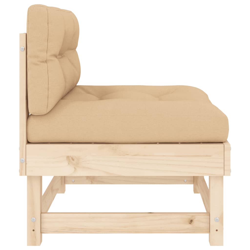 Middle Sofa with Cushions Solid Wood Pine - OLBRIT