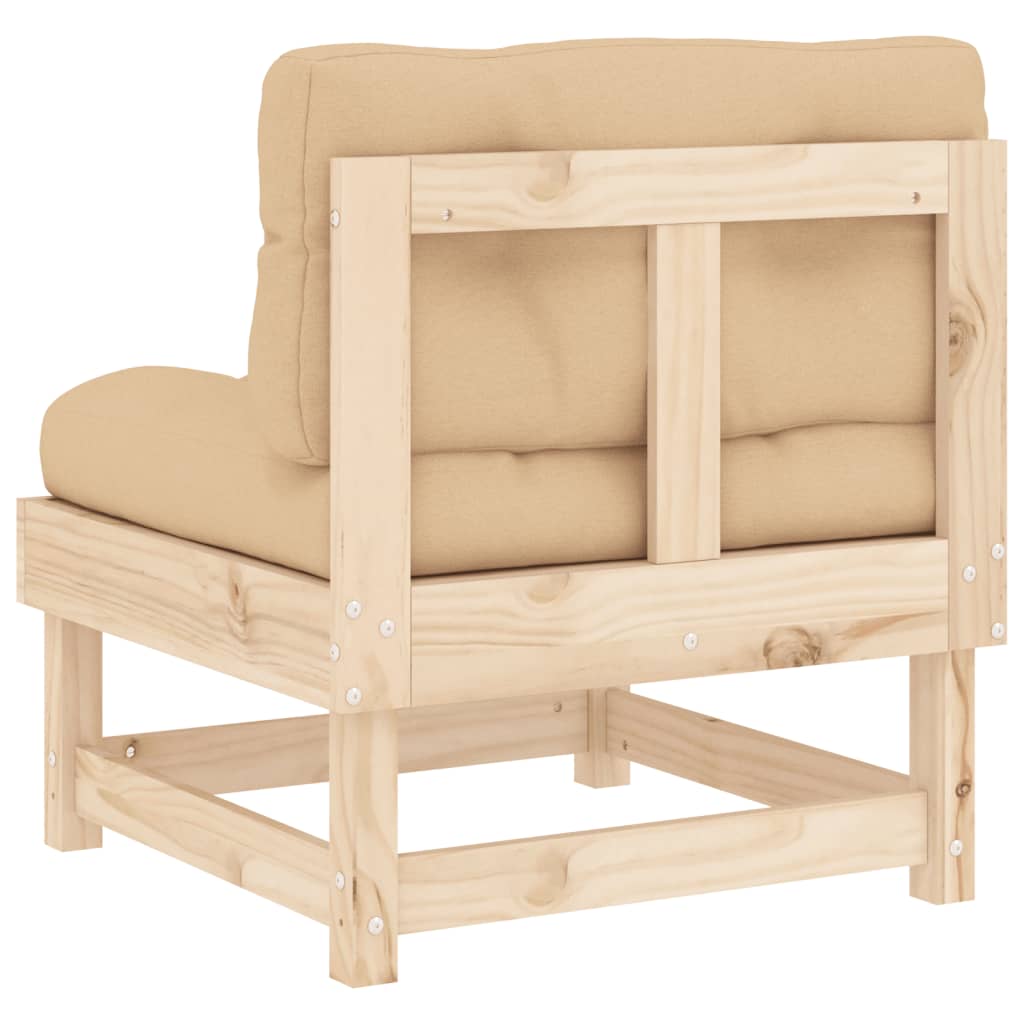 Middle Sofa with Cushions Solid Wood Pine - OLBRIT
