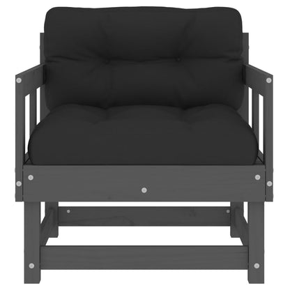 Garden Chairs with Cushions 2 pcs Grey Solid Wood Pine - OLBRIT