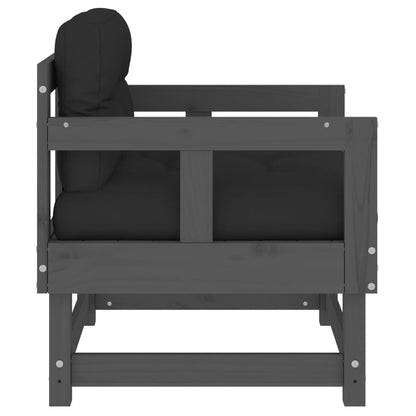 Garden Chairs with Cushions 2 pcs Grey Solid Wood Pine - OLBRIT