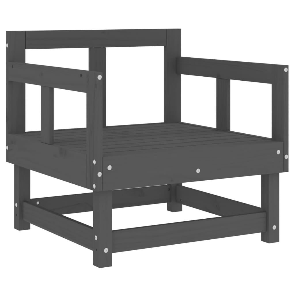 Garden Chairs with Cushions 2 pcs Grey Solid Wood Pine - OLBRIT