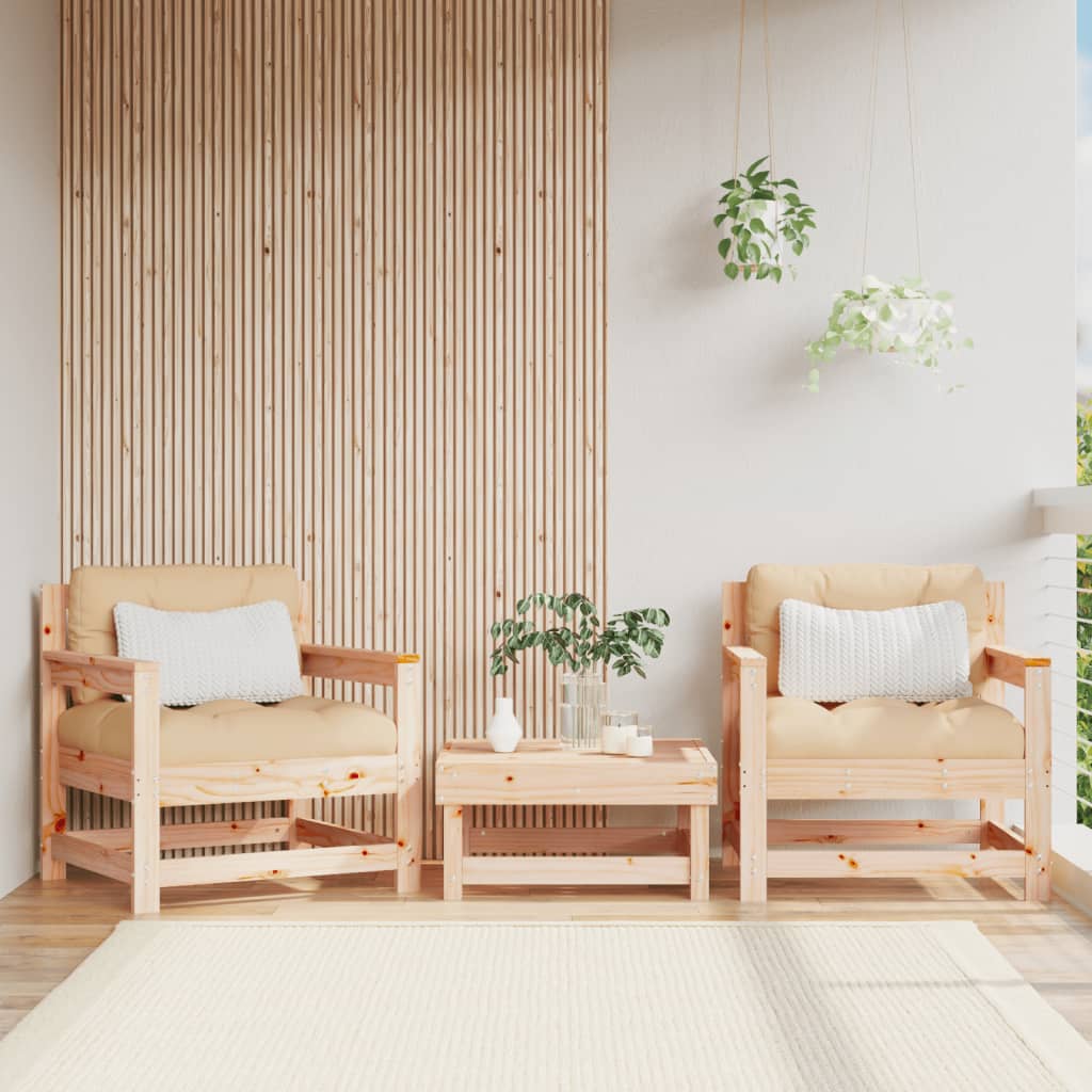 Garden Chairs with Cushions 2 pcs Solid Wood Pine - OLBRIT