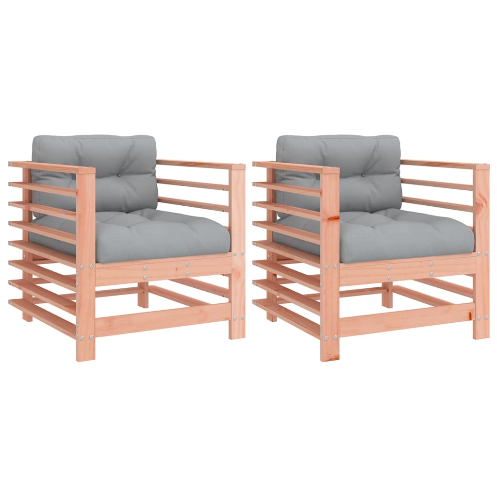 Garden Chairs with Cushions 2 pcs Solid Wood Douglas - OLBRIT