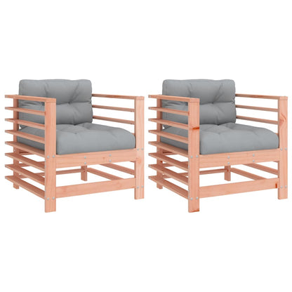 Garden Chairs with Cushions 2 pcs Solid Wood Douglas - OLBRIT