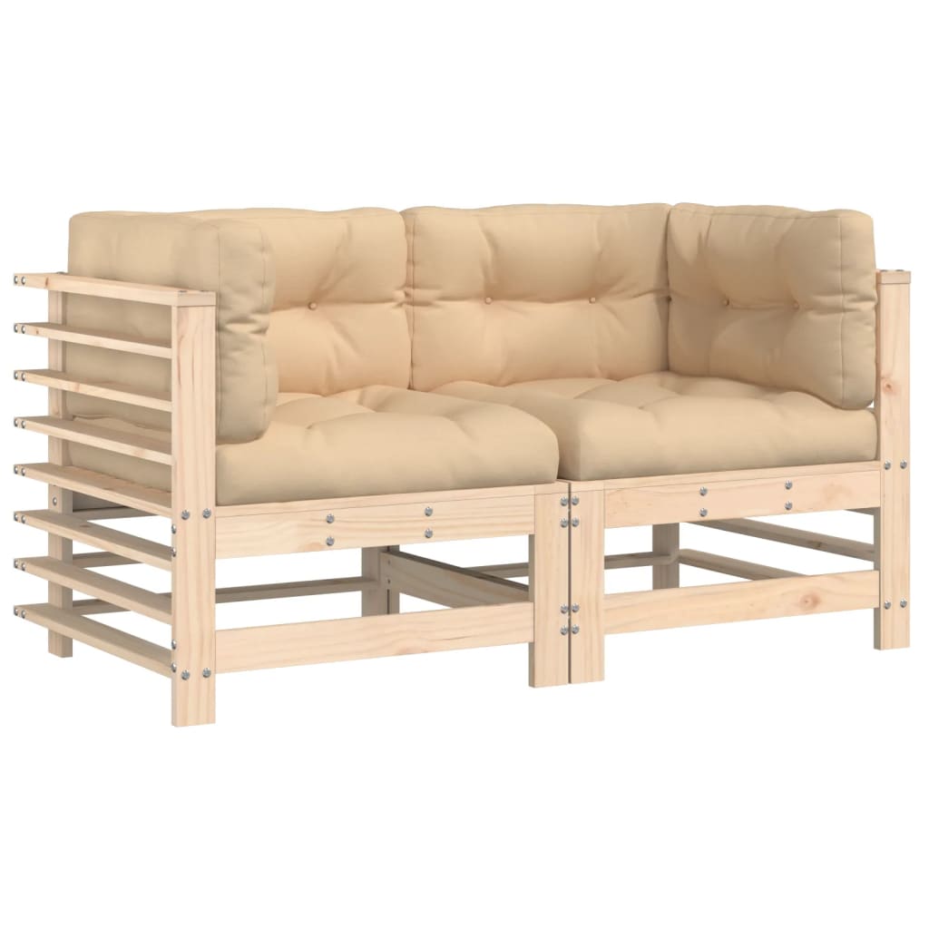 Corner Sofas with Cushions 2 pcs Solid Wood Pine - OLBRIT