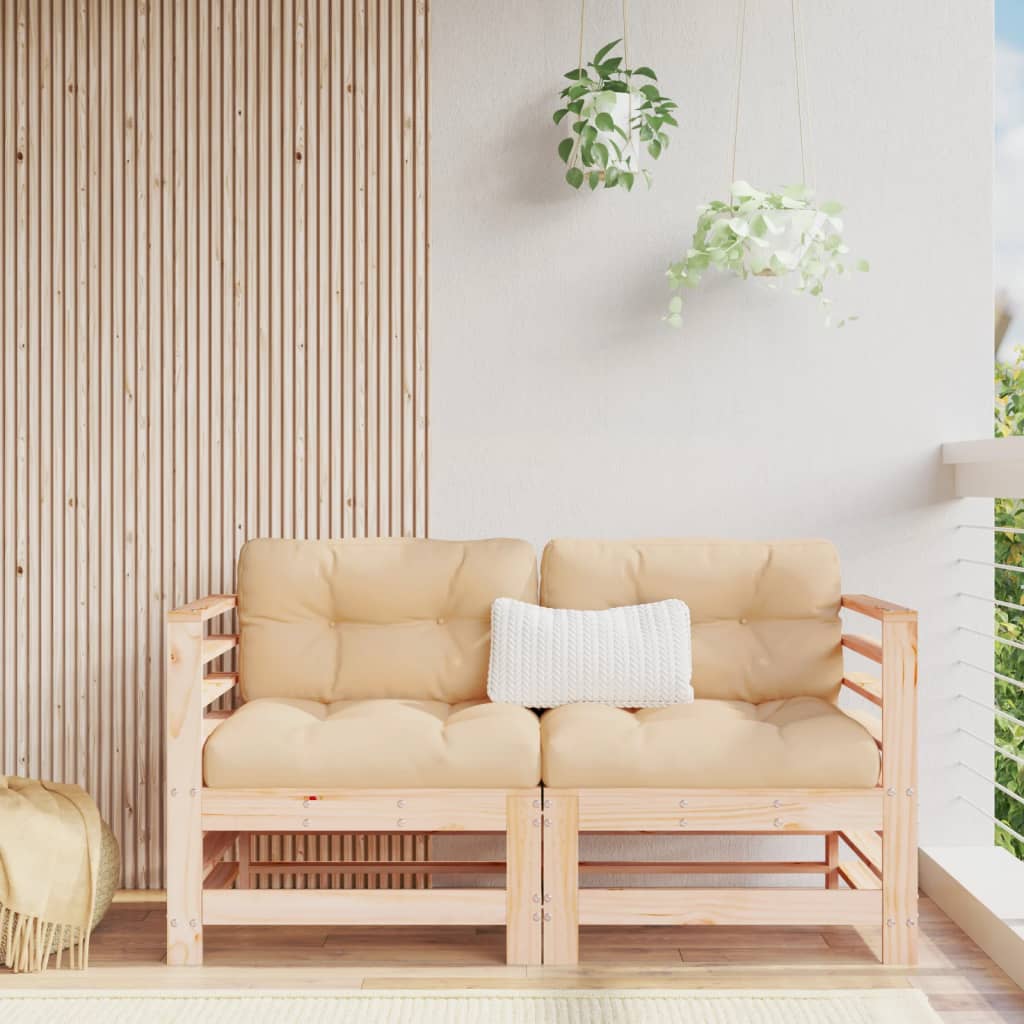 Corner Sofas with Cushions 2 pcs Solid Wood Pine - OLBRIT