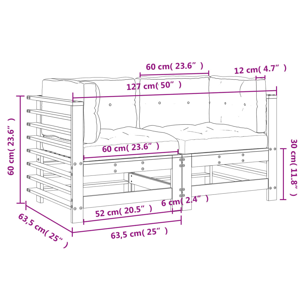 Corner Sofas with Cushions 2 pcs Solid Wood Douglas - OLBRIT